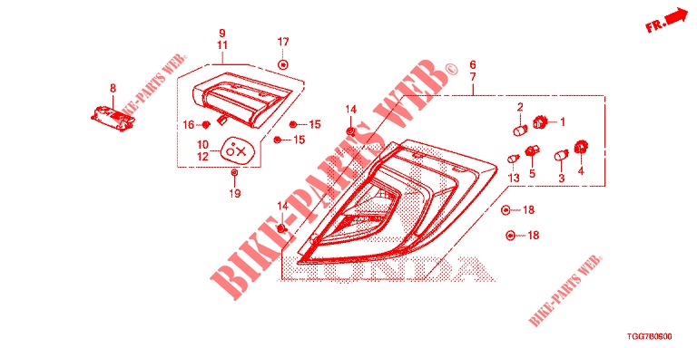 FEU ARRIERE/FEU D'IMMATRICULATION pour Honda CIVIC 1.0 MID 5 Portes 6 vitesses manuelles 2018