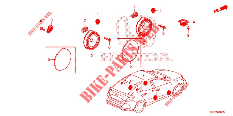 HAUT PARLEUR pour Honda CIVIC 1.0 MID 5 Portes 6 vitesses manuelles 2018