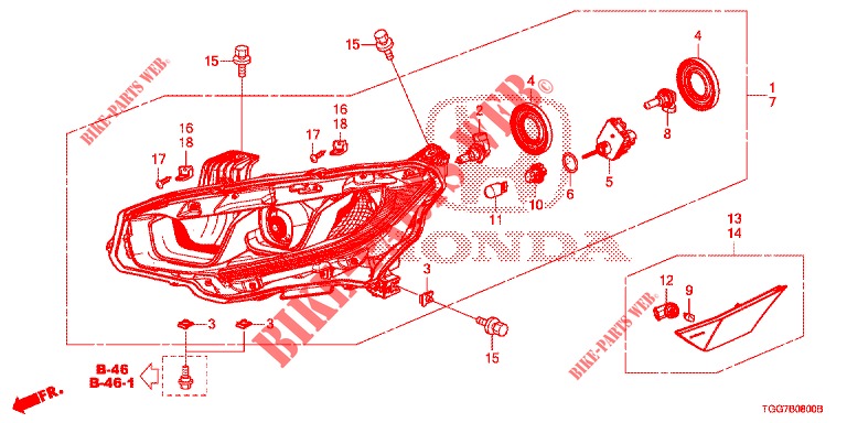 PROJECTEUR (HALOGENE) pour Honda CIVIC 1.0 MID 5 Portes 6 vitesses manuelles 2018
