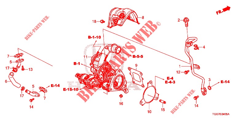 TURBOCOMPRESSEUR (1,0 L) pour Honda CIVIC 1.0 MID 5 Portes 6 vitesses manuelles 2018