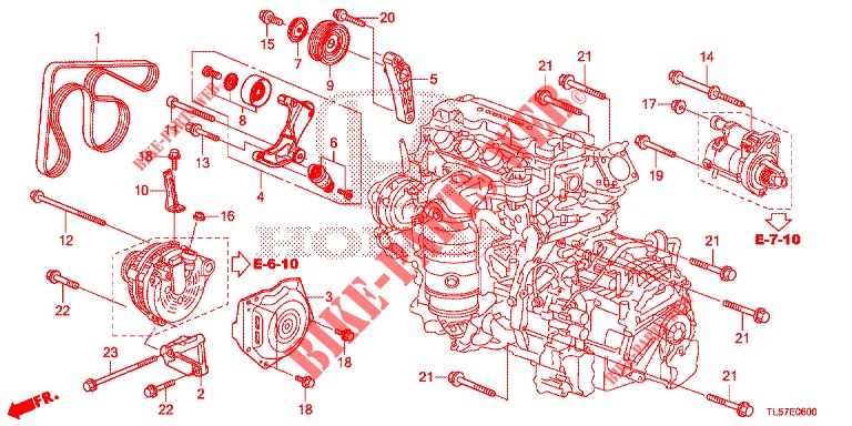 SUPPORT D'ALTERNATEUR/TENDEUR (2.0L) pour Honda ACCORD TOURER 2.4 EXECUTIVE 5 Portes 5 vitesses automatique 2015