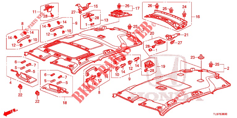 GARNITURE DE PLAFOND pour Honda ACCORD TOURER 2.0 ELEGANCE 5 Portes 5 vitesses automatique 2014