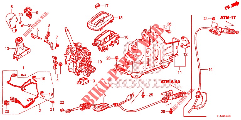 LEVIER DE SELECTION (LH) pour Honda ACCORD TOURER 2.0 ELEGANCE 5 Portes 5 vitesses automatique 2014