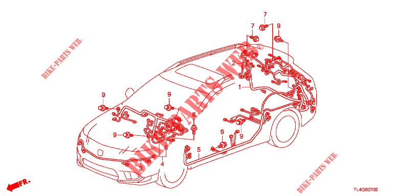 FAISCEAU DES FILS (2) (LH) pour Honda ACCORD TOURER 2.0 ELEGANCE PACK 5 Portes 6 vitesses manuelles 2013