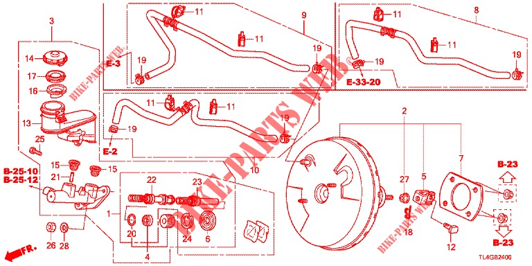 MAITRE CYLINDRE DE FREIN/ALIMENTATION PRINCIPALE (LH) pour Honda ACCORD TOURER 2.0 ELEGANCE PACK 5 Portes 6 vitesses manuelles 2013