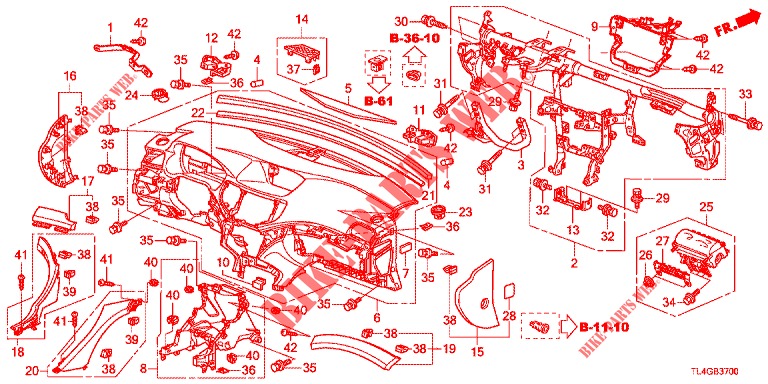 PANNEAU D'INSTRUMENT (LH) pour Honda ACCORD TOURER 2.0 ELEGANCE PACK 5 Portes 6 vitesses manuelles 2013