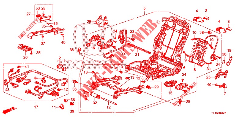 COMP. DE SIEGE AV. (D.) (SIEGE ENTIEREMENT MOTORISE) pour Honda ACCORD DIESEL 2.2 LUXURY 4 Portes 5 vitesses automatique 2014