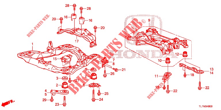 SOUS CHASSIS AVANT/CORPS ARRIERE pour Honda ACCORD 2.4 EXCLUSIVE 4 Portes 5 vitesses automatique 2014
