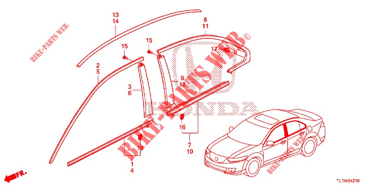 MOULAGE pour Honda ACCORD DIESEL 2.2 EXECUTIVE 4 Portes 6 vitesses manuelles 2015