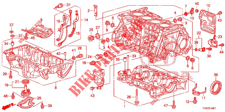 BLOC CYLINDRES/CARTER D'HUILE (1.8L) pour Honda CIVIC 1.8 COMFORT 5 Portes 6 vitesses manuelles 2012