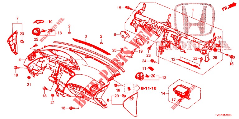 PANNEAU D'INSTRUMENT (LH) pour Honda CIVIC 1.8 EXECUTIVE 5 Portes 6 vitesses manuelles 2013