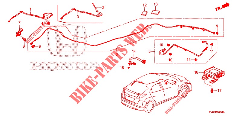 ANTENNE (LH) pour Honda CIVIC DIESEL 2.2 S 5 Portes 6 vitesses manuelles 2013
