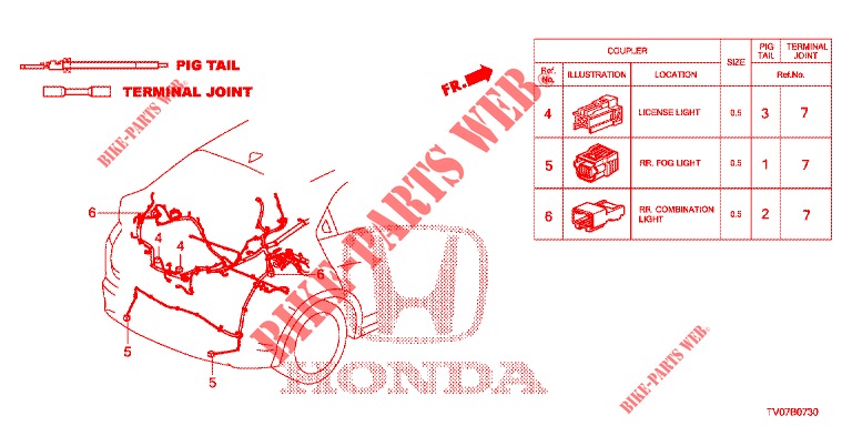 CONNECTEUR ELECTRIQUE (ARRIERE) pour Honda CIVIC DIESEL 2.2 S 5 Portes 6 vitesses manuelles 2013