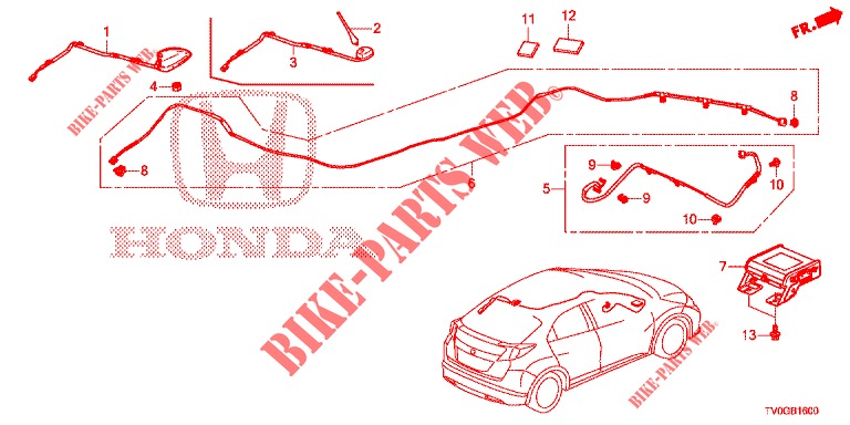 ANTENNE (LH) pour Honda CIVIC DIESEL 1.6 EXCLUSIVE 5 Portes 6 vitesses manuelles 2015