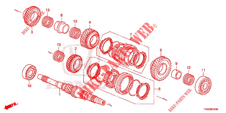 ARBRE PRINCIPAL (DIESEL) pour Honda CIVIC DIESEL 1.6 EXCLUSIVE 5 Portes 6 vitesses manuelles 2015