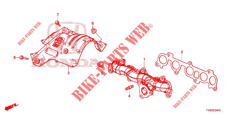 COLLECTEUR D'ECHAPPEMENT (DIESEL) pour Honda CIVIC DIESEL 1.6 EXCLUSIVE 5 Portes 6 vitesses manuelles 2015