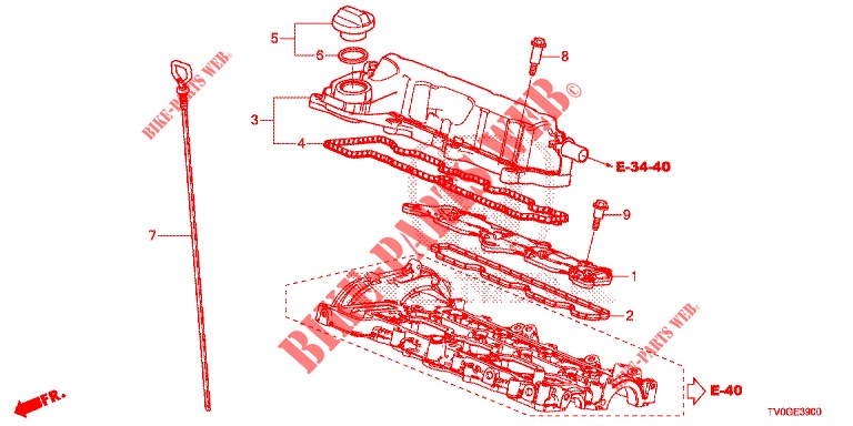 COUVERCLE DE CULASSE (DIESEL) pour Honda CIVIC DIESEL 1.6 EXCLUSIVE 5 Portes 6 vitesses manuelles 2015
