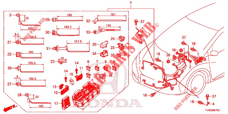 FAISCEAU DES FILS (1) (LH) pour Honda CIVIC DIESEL 1.6 EXCLUSIVE 5 Portes 6 vitesses manuelles 2015