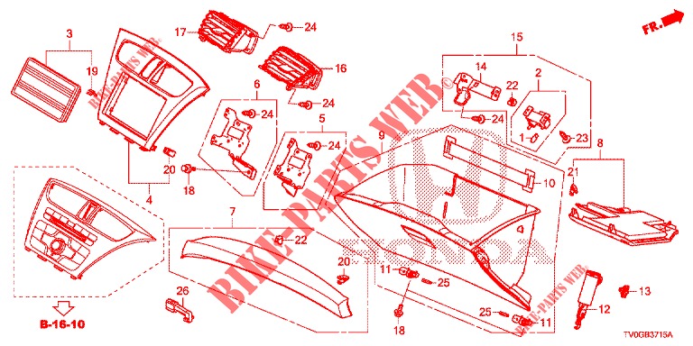 GARNITURE D'INSTRUMENT (COTE DE PASSAGER) (LH) pour Honda CIVIC DIESEL 1.6 EXCLUSIVE 5 Portes 6 vitesses manuelles 2015