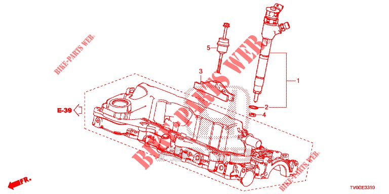 INJECTEUR (DIESEL) pour Honda CIVIC DIESEL 1.6 EXCLUSIVE 5 Portes 6 vitesses manuelles 2015