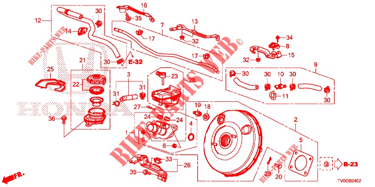 MAITRE CYLINDRE DE FREIN/ALIMENTATION PRINCIPALE (DIESEL) (LH) pour Honda CIVIC DIESEL 1.6 EXCLUSIVE 5 Portes 6 vitesses manuelles 2015