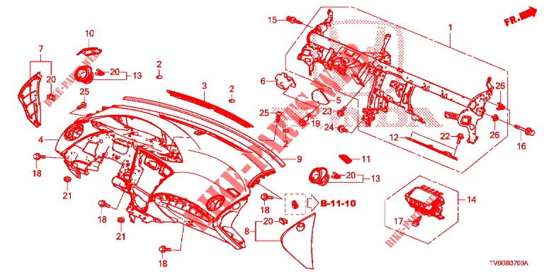 PANNEAU D'INSTRUMENT (LH) pour Honda CIVIC DIESEL 1.6 EXCLUSIVE 5 Portes 6 vitesses manuelles 2015