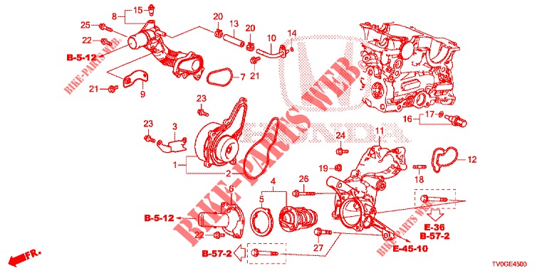 POMPE A EAU (DIESEL) pour Honda CIVIC DIESEL 1.6 EXCLUSIVE 5 Portes 6 vitesses manuelles 2015