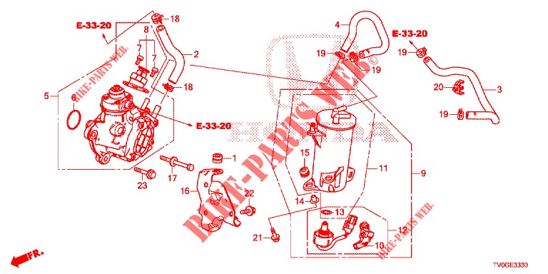 POMPE A HAUTE PRESSION (DIESEL) pour Honda CIVIC DIESEL 1.6 EXCLUSIVE 5 Portes 6 vitesses manuelles 2015