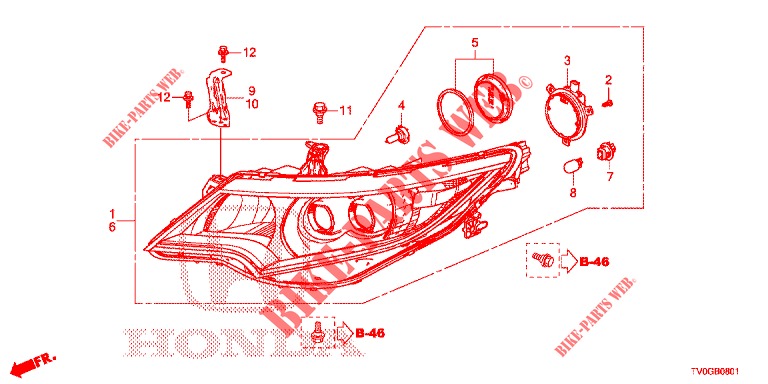 PROJECTEUR (LED) pour Honda CIVIC DIESEL 1.6 EXCLUSIVE 5 Portes 6 vitesses manuelles 2015