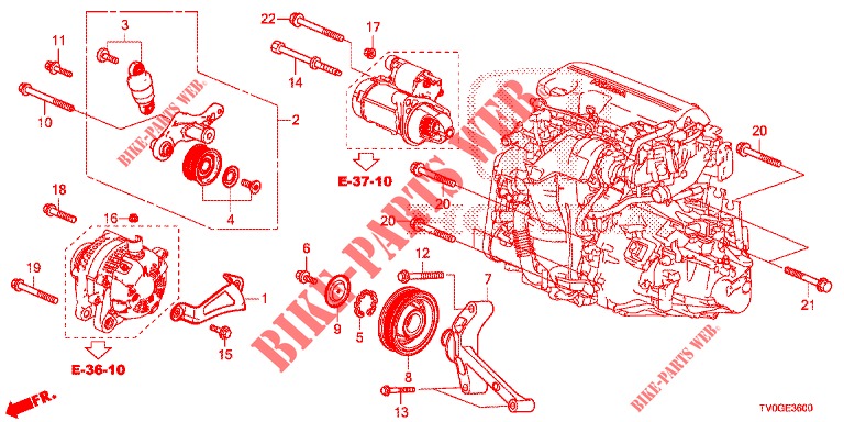 TENDEUR AUTOMATIQUE (DIESEL) pour Honda CIVIC DIESEL 1.6 EXCLUSIVE 5 Portes 6 vitesses manuelles 2015