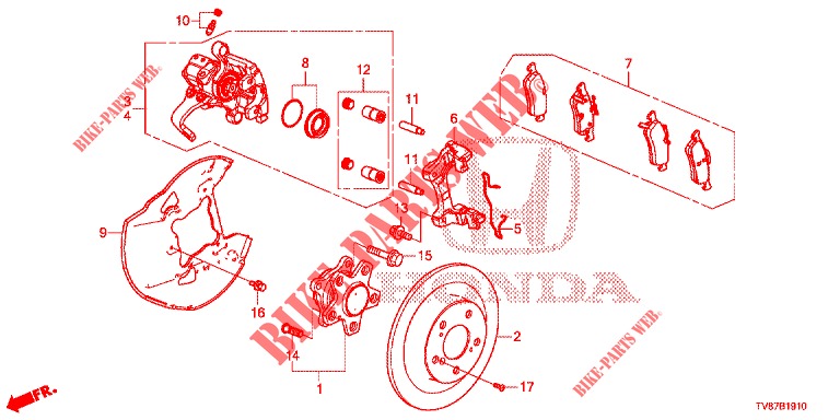 FREIN ARRIERE pour Honda CIVIC TYPE R 5 Portes 6 vitesses manuelles 2016