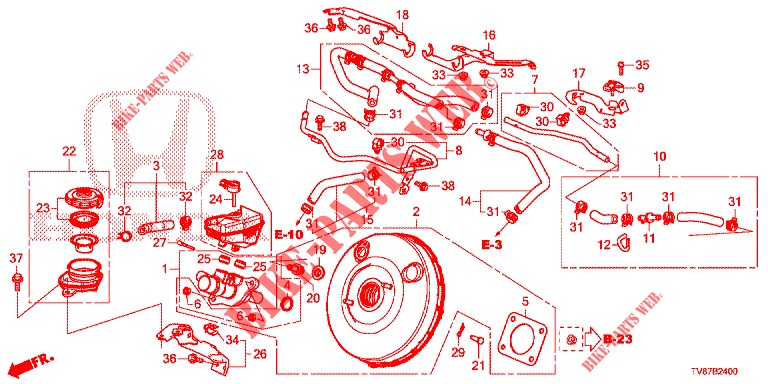 MAITRE CYLINDRE DE FREIN/ALIMENTATION PRINCIPALE (LH) pour Honda CIVIC TYPE R 5 Portes 6 vitesses manuelles 2016