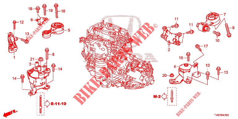 SUPPORTS DE MOTEUR pour Honda CIVIC TYPE R 5 Portes 6 vitesses manuelles 2016