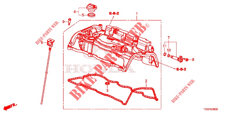 COUVERCLE DE CULASSE (TYPE R) pour Honda CIVIC TYPE R 5 Portes 6 vitesses manuelles 2017