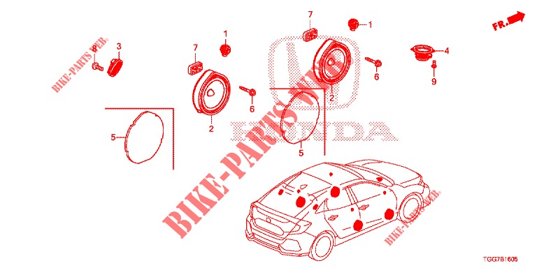 HAUT PARLEUR pour Honda CIVIC TYPE R 5 Portes 6 vitesses manuelles 2017
