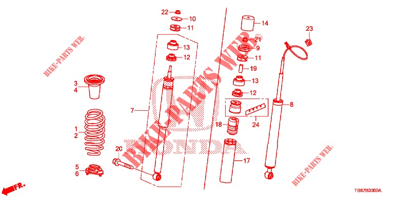 AMORTISSEUR ARRIERE pour Honda CIVIC TOURER DIESEL 1.6 S 5 Portes 6 vitesses manuelles 2014