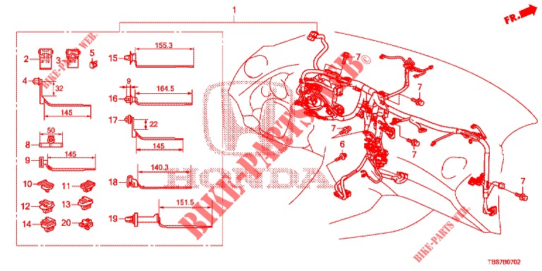 FAISCEAU DES FILS (2) (LH) pour Honda CIVIC TOURER DIESEL 1.6 S 5 Portes 6 vitesses manuelles 2014