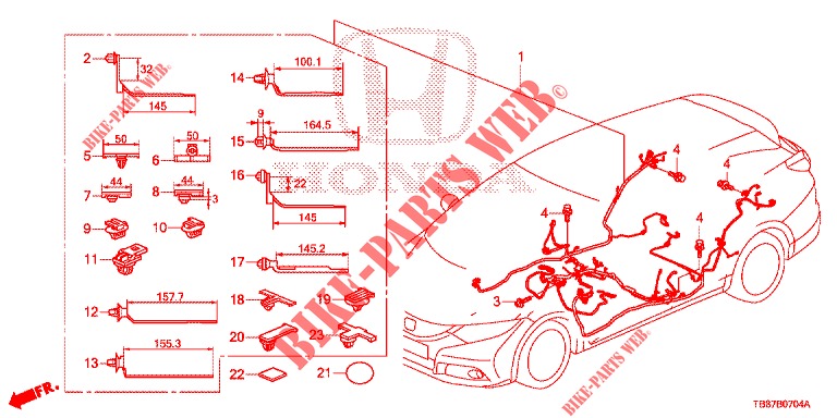 FAISCEAU DES FILS (3) (LH) pour Honda CIVIC TOURER DIESEL 1.6 S 5 Portes 6 vitesses manuelles 2014