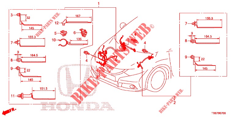 FAISCEAU DES FILS (4) (LH) pour Honda CIVIC TOURER DIESEL 1.6 S 5 Portes 6 vitesses manuelles 2014