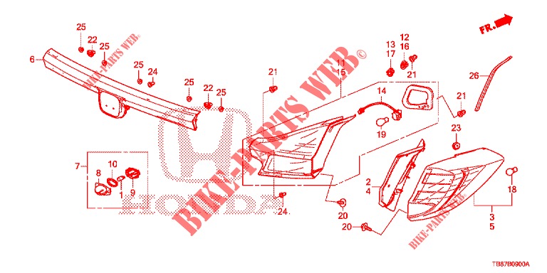 FEU ARRIERE/FEU D'IMMATRICULATION pour Honda CIVIC TOURER DIESEL 1.6 S 5 Portes 6 vitesses manuelles 2014