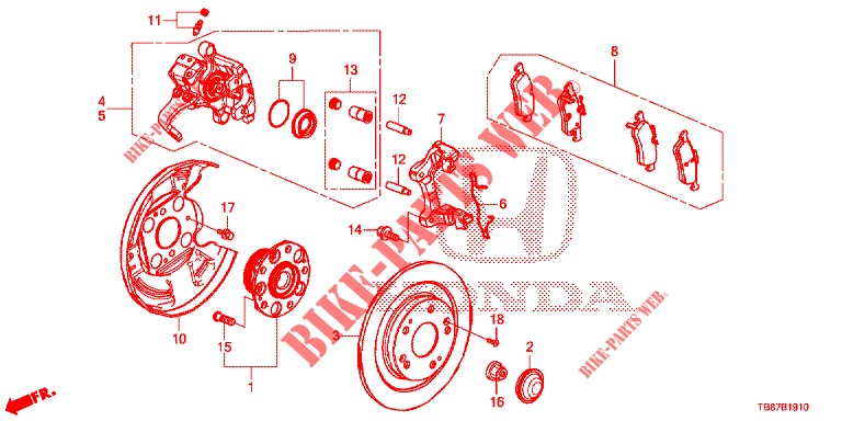 FREIN ARRIERE pour Honda CIVIC TOURER DIESEL 1.6 S 5 Portes 6 vitesses manuelles 2014