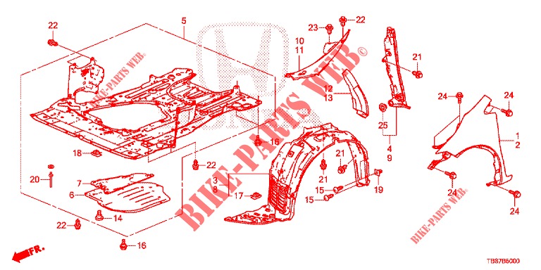 GARDE BOUE AVANT pour Honda CIVIC TOURER DIESEL 1.6 S 5 Portes 6 vitesses manuelles 2014