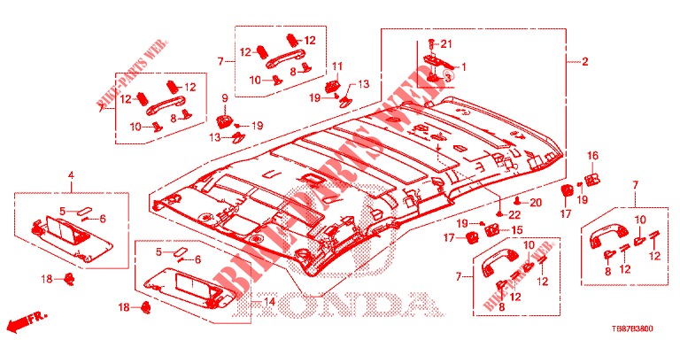 GARNITURE DE PLAFOND pour Honda CIVIC TOURER DIESEL 1.6 S 5 Portes 6 vitesses manuelles 2014