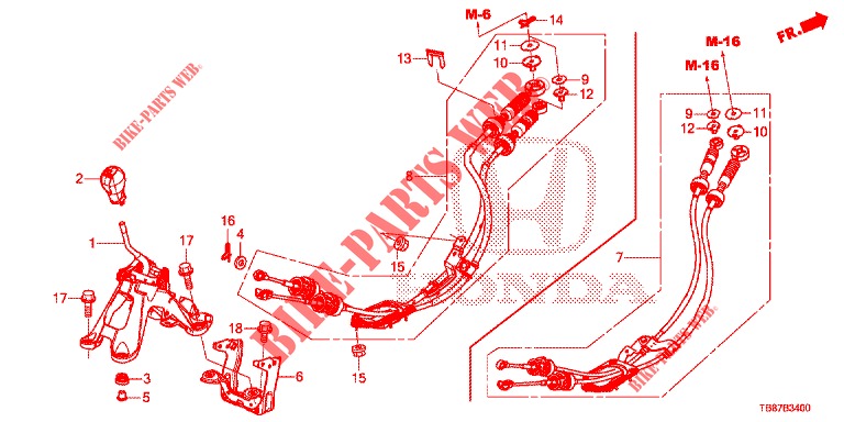LEVIER DE SELECTION pour Honda CIVIC TOURER DIESEL 1.6 S 5 Portes 6 vitesses manuelles 2014