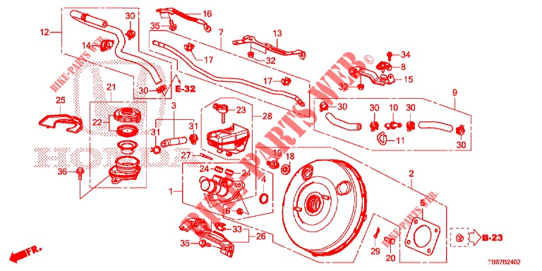 MAITRE CYLINDRE DE FREIN/ALIMENTATION PRINCIPALE (DIESEL) (LH) pour Honda CIVIC TOURER DIESEL 1.6 S 5 Portes 6 vitesses manuelles 2014