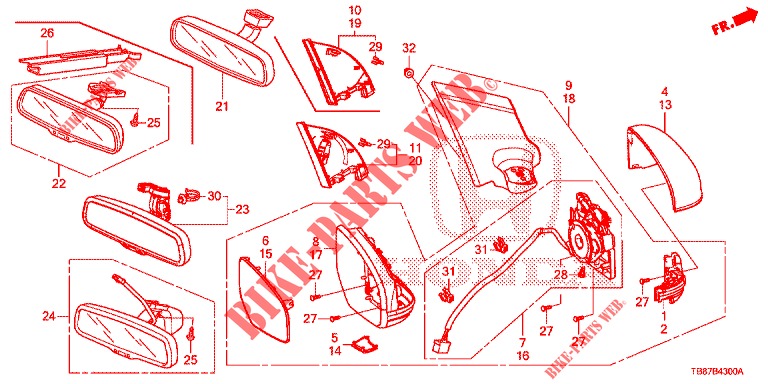 MIROIR pour Honda CIVIC TOURER DIESEL 1.6 S 5 Portes 6 vitesses manuelles 2014