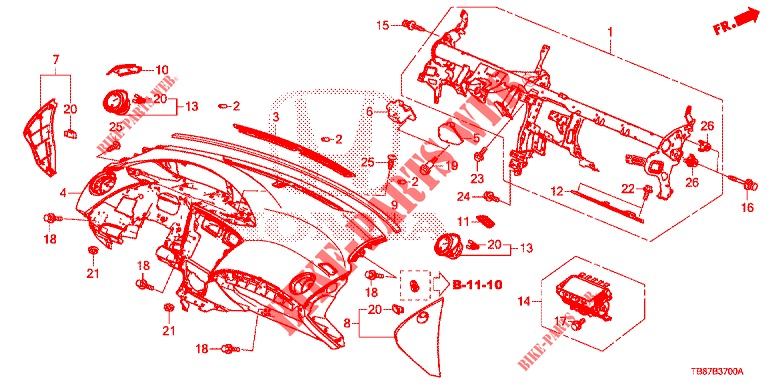 PANNEAU D'INSTRUMENT (LH) pour Honda CIVIC TOURER DIESEL 1.6 S 5 Portes 6 vitesses manuelles 2014