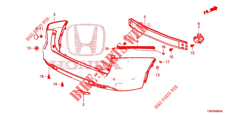 PARE CHOC ARRIERE pour Honda CIVIC TOURER DIESEL 1.6 S 5 Portes 6 vitesses manuelles 2014