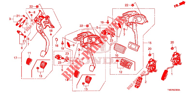 PEDALE (LH) pour Honda CIVIC TOURER DIESEL 1.6 S 5 Portes 6 vitesses manuelles 2014