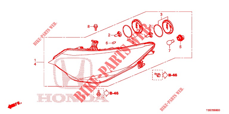 PROJECTEUR pour Honda CIVIC TOURER DIESEL 1.6 S 5 Portes 6 vitesses manuelles 2014